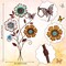 Moxweyeni Tricolor Flower Wall Decor Vintage Metal Wall Art Decor Rustic Hanging Wall Flowers Decorative Metal Floral Art for Home Living Room Bathroom Indoor Outdoor Decors, 15 x 9.1 Inch (1 Piece)